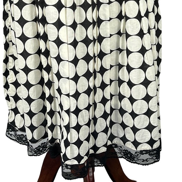 DIMRI SLEEVELESS POLKA DOT SQUARE NECK EMPIRE WAIST DRESS IVORY/BLACK MEDIUM NWT - Picture 6 of 16